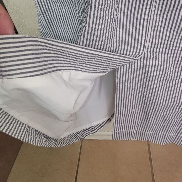 Banana Republic Nwot Seersucker One  Shoulder Shift Dress Size 4 - Picture 6 of 8